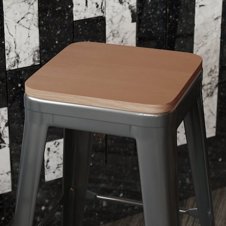 Flash Furniture 4PK Teak Poly Resin Seats for Stools & Chairs, 4PK 4-JJ-SEA-PL02-TEAK-GG